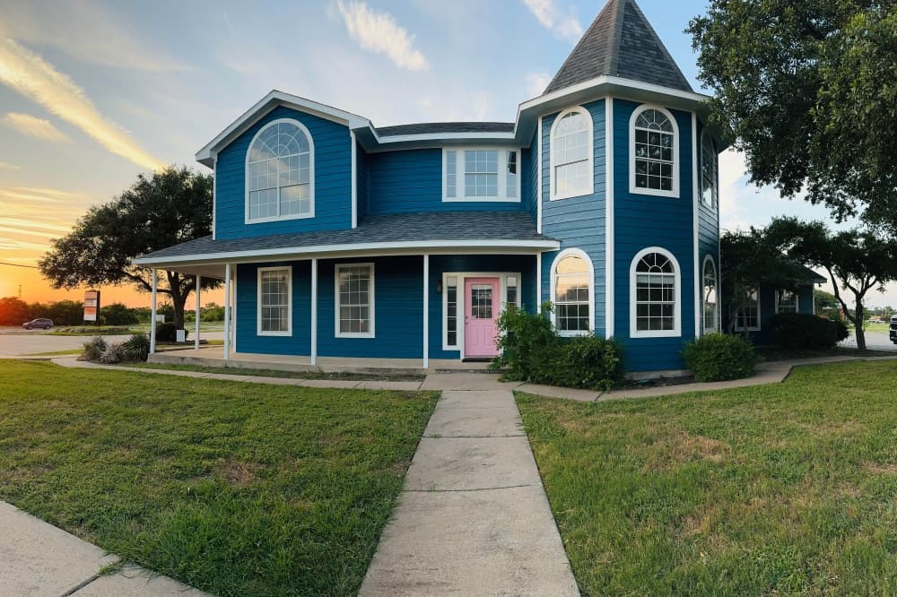 exterior of a business in a wooden house
