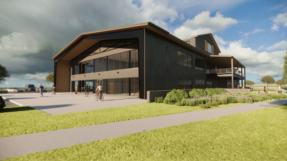 A rendering shows various aspects of the film studio.