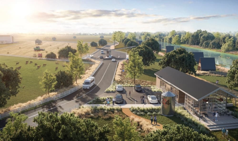 A rendering shows various aspects of the film studio.