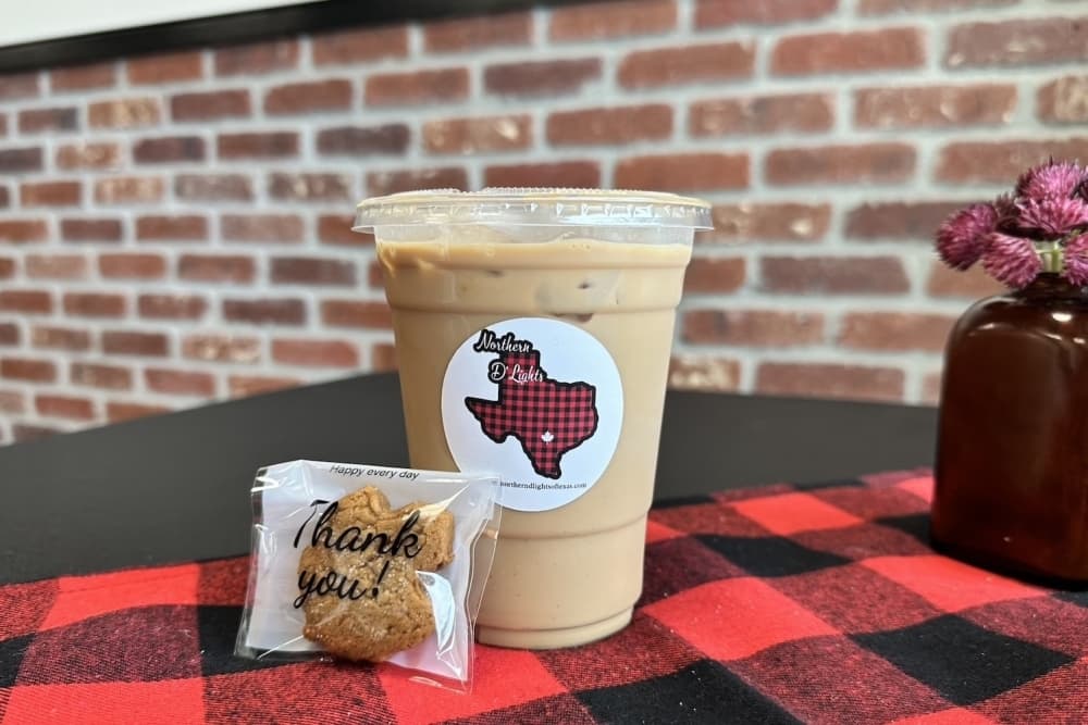 Image shows and iced coffee.