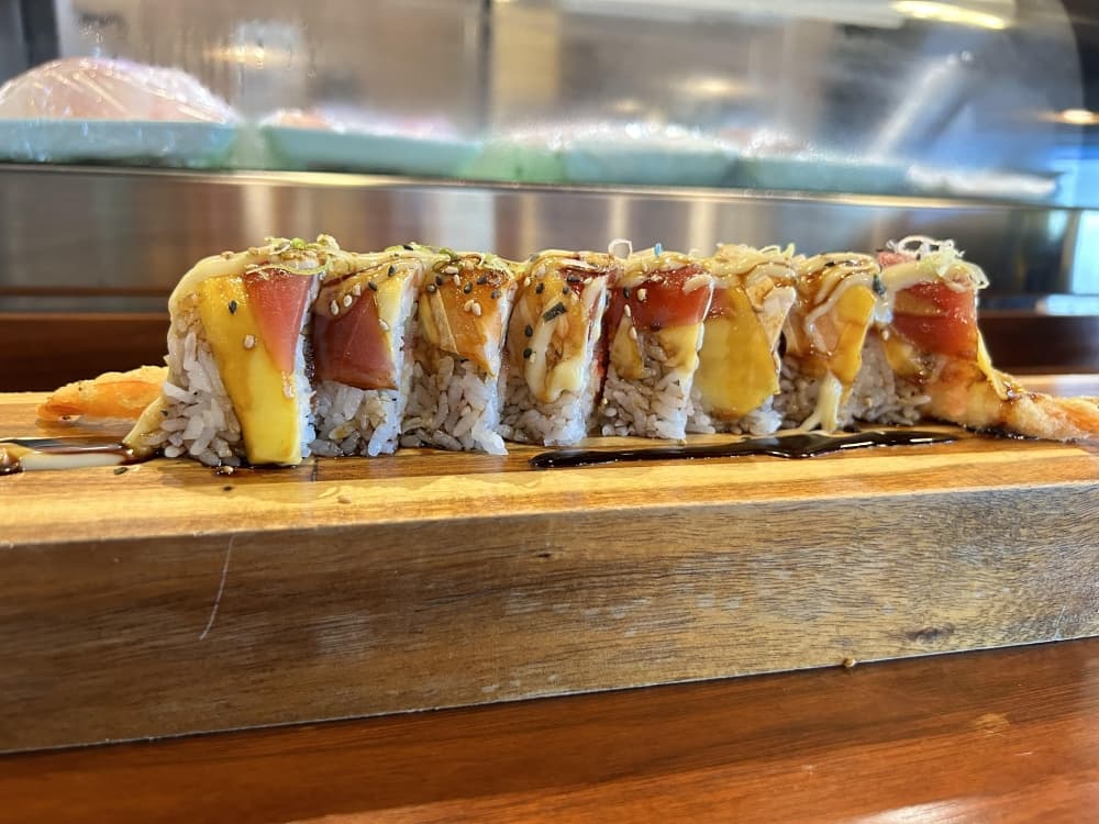 The mango tango is one of the chef's speciality rolls. (Gracie Warhurst/Community Impact)