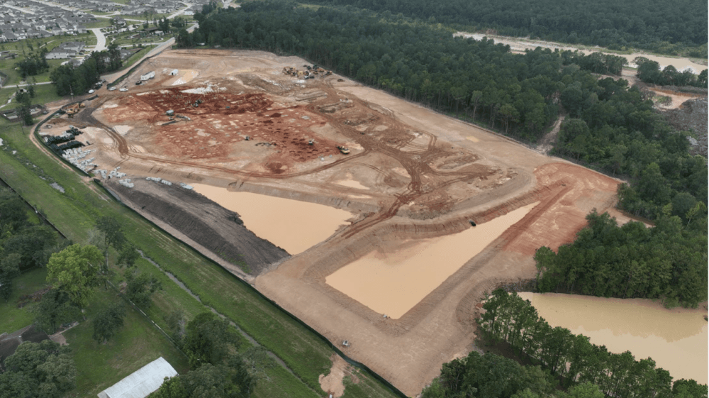 Aerial view of construction site