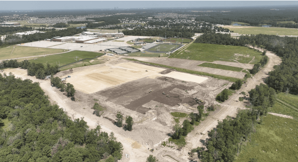 Aerial view of construction site