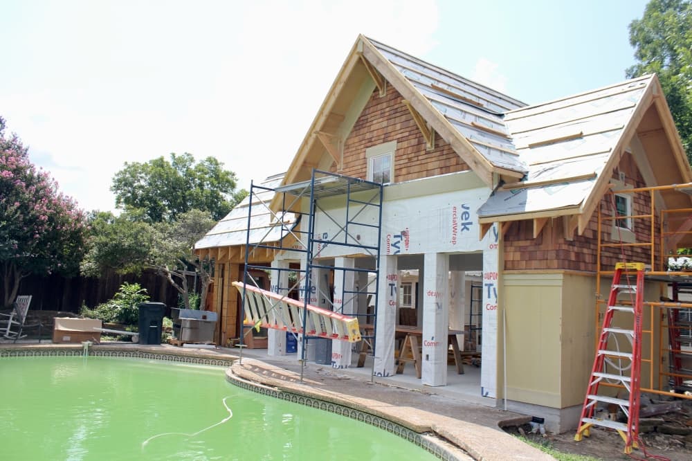 Pool house under construction