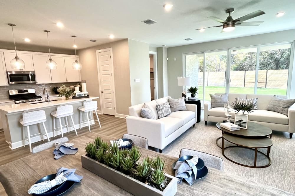 The Slate floor plan features an open-concept kitchen and living room. (Courtesy Richmond American Homes)