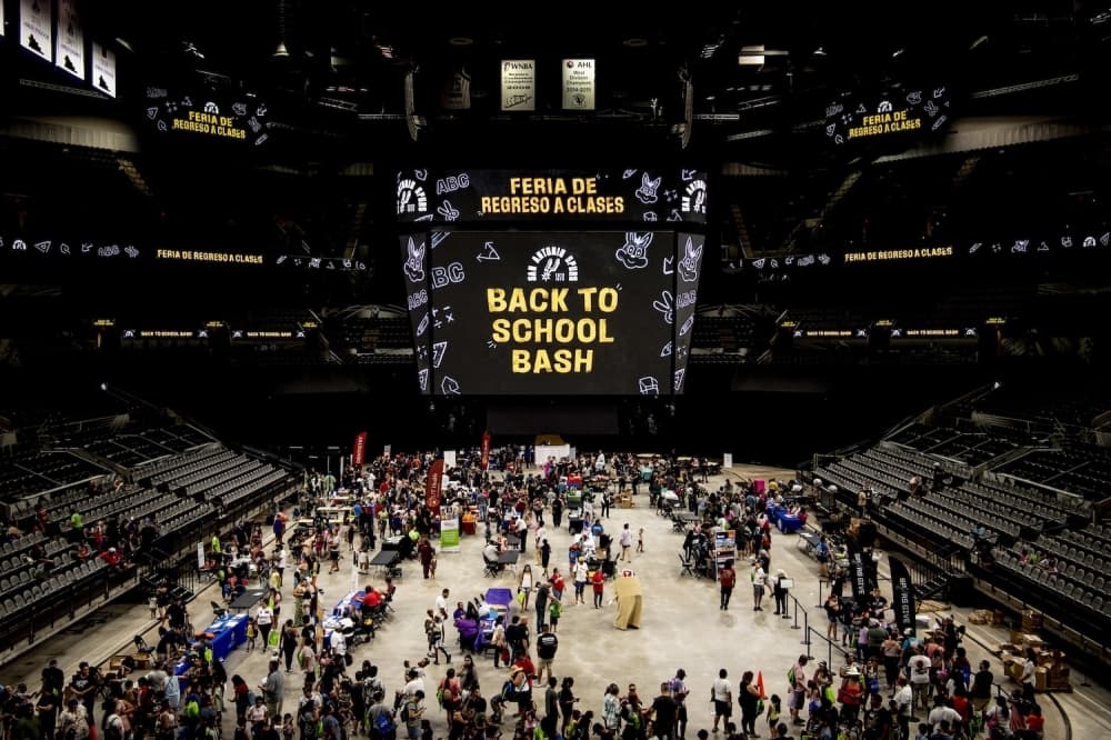 Image shows the school event inside the Frost Bank Center in San Antonio.
