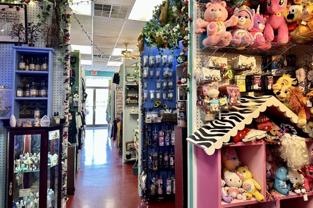 Photo shows aisle of different items at Crescent Moon.