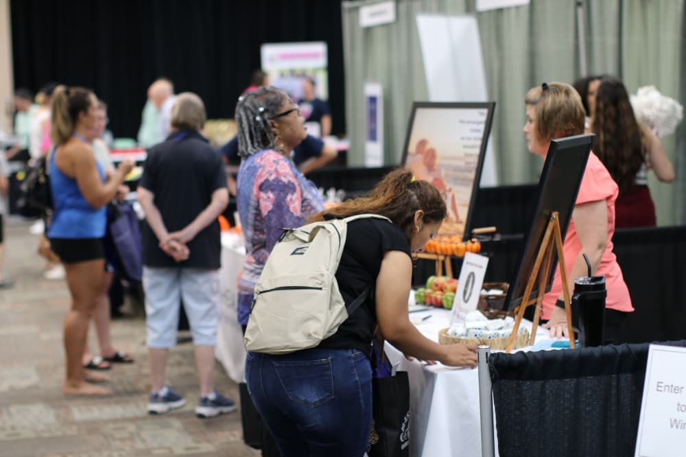 A crowd is shown during a previous health fair.