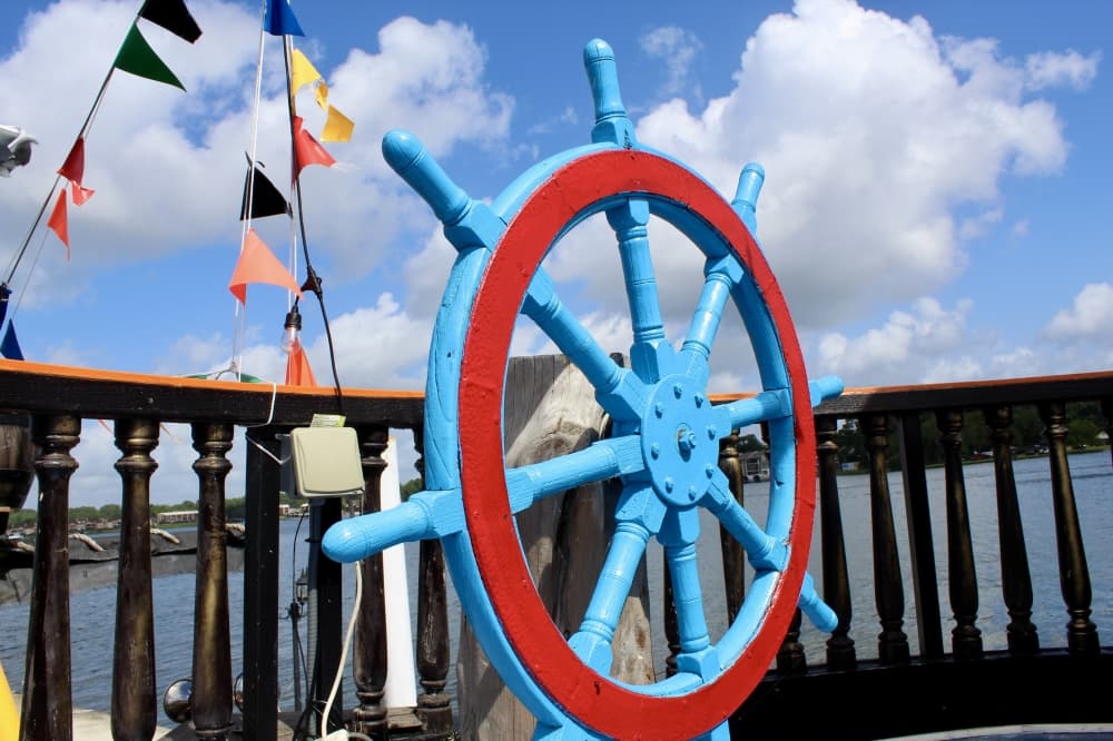 Blue steering wheel