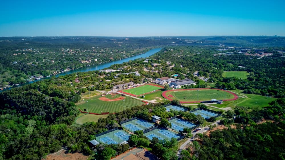 aerial shot of campus 