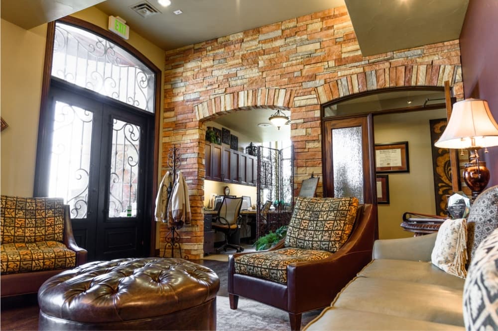 An image of the waiting room area of the office. 