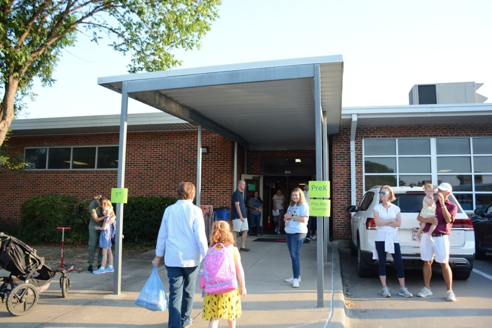 Parents had the chance to walk students to the door where campus staff were there to greet them on the first day of school at Lake Highlands Elementary School. 