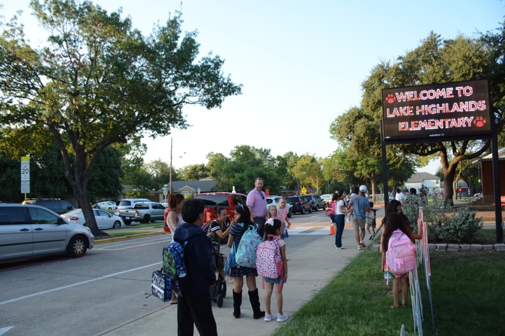 Parents took photos and said goodbyes to their students at Lake Highlands Elementary School on the first day Aug. 13.