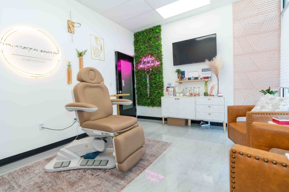 Image shows a salon suite.