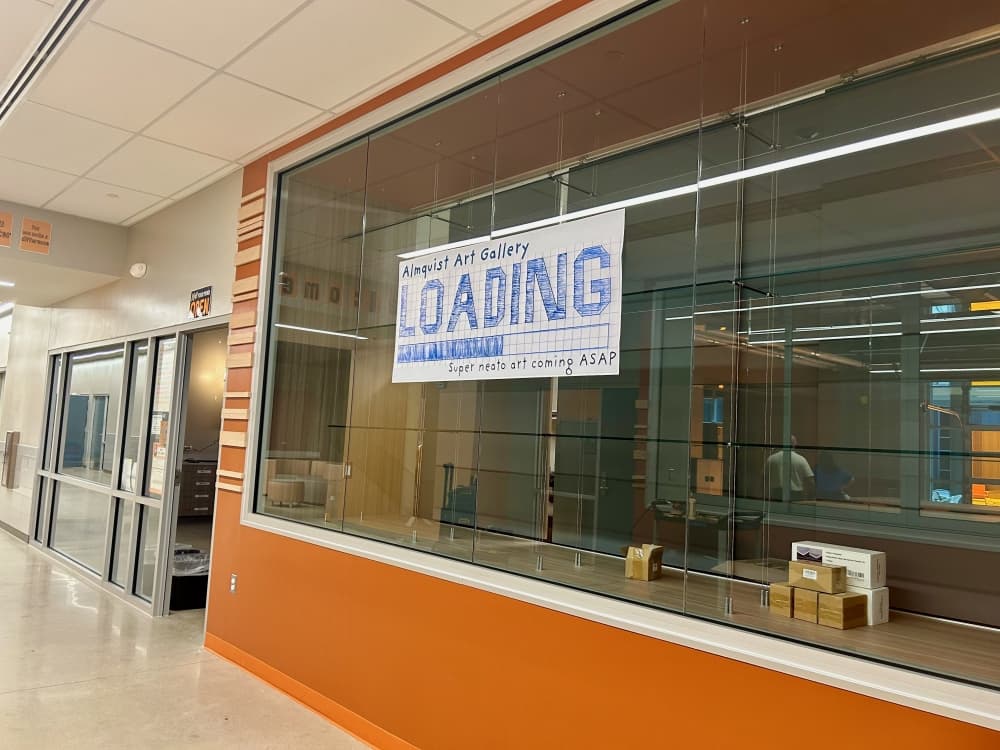The campus has both trophy cases and gallery spaces ready to display student achievements and artwork. (Brooke Sjoberg/Community Impact)