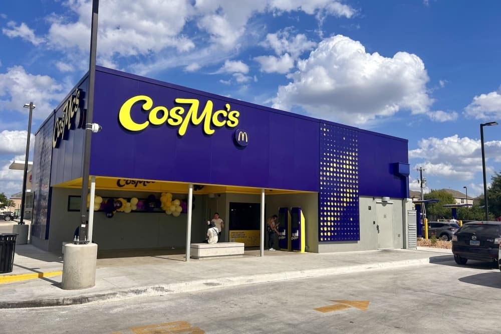 Photo shows restaurant building.