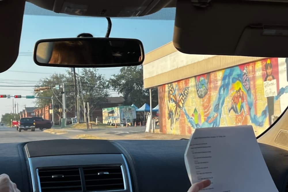 A photo inside a volunteer-led heat mapping car.