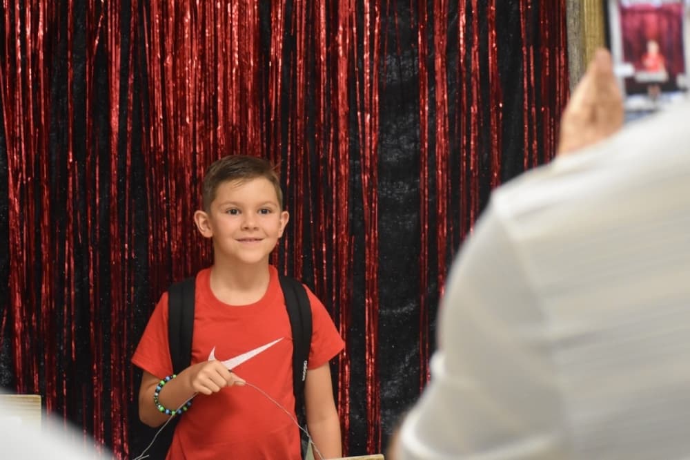 student gets photo taken 