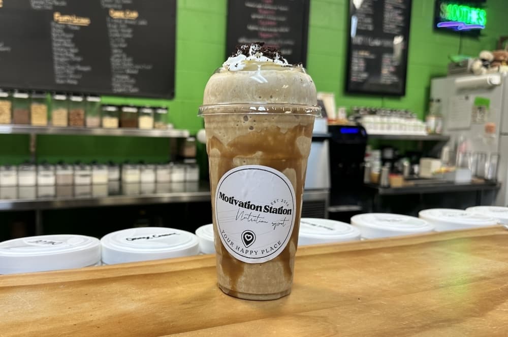 Photo shows a protein shake