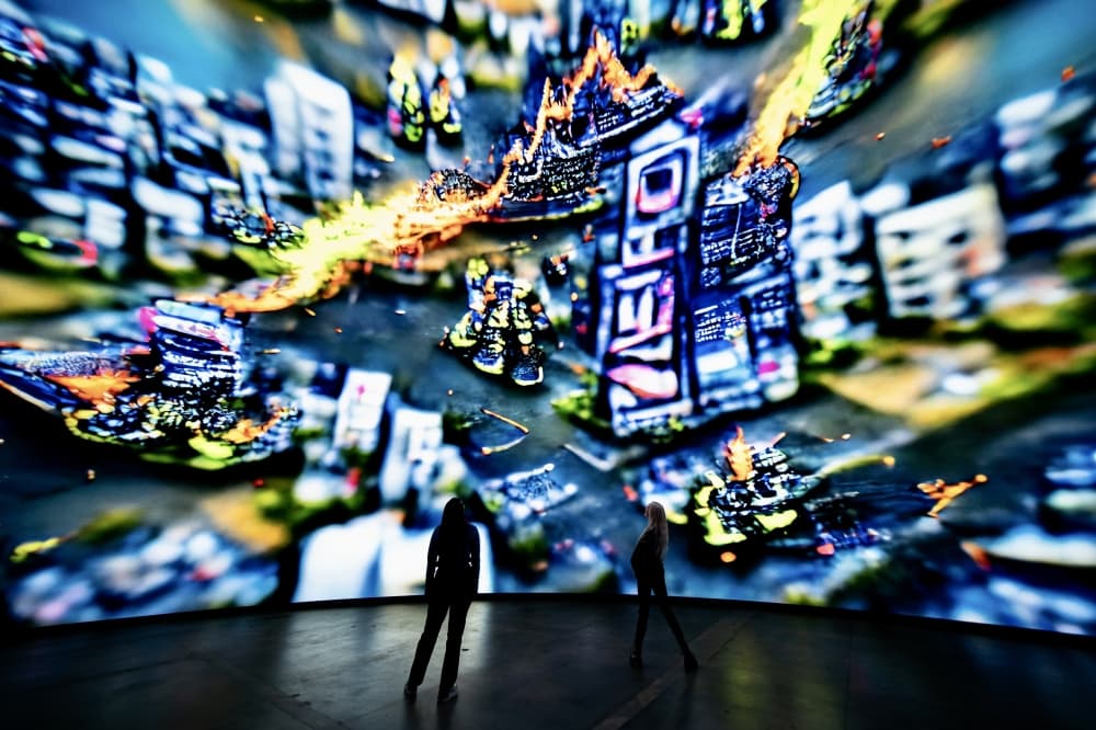 The focal point is an 87-foot LED dome which allows guests to experience live sports and immersive art. (Courtesy Cosm)