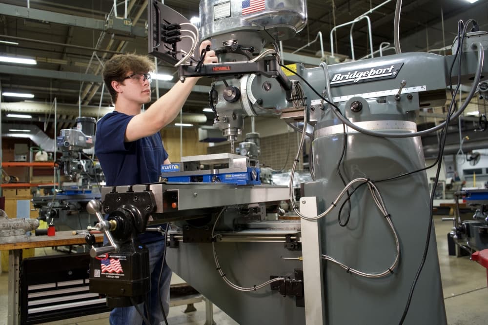 Student in the precision machining program at TSTC