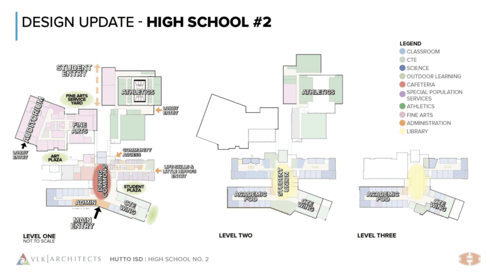 Designs from VLK Architects show what the high school will look like on each floor. (Courtesy VLK Architects)