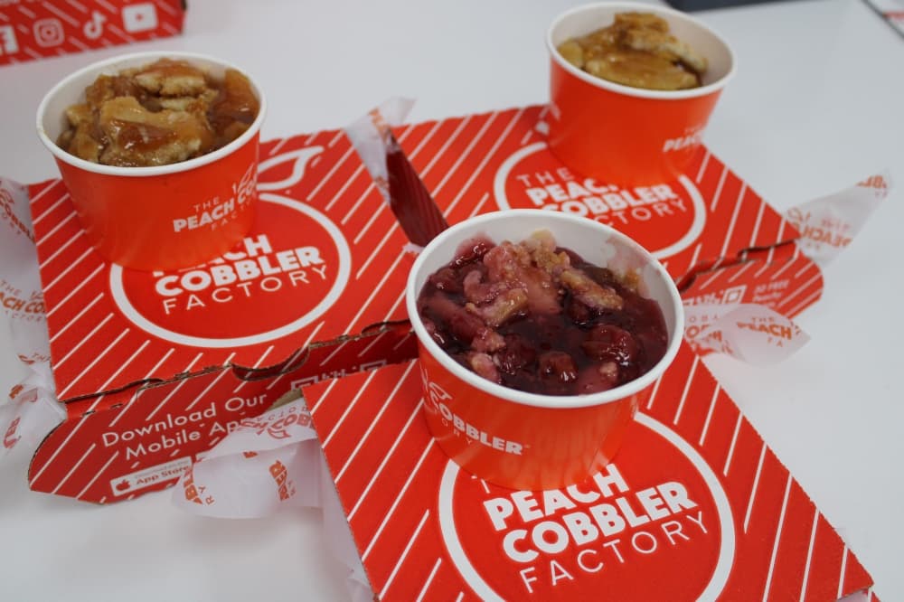 Peach Cobbler Factory serves dessert in Frisco