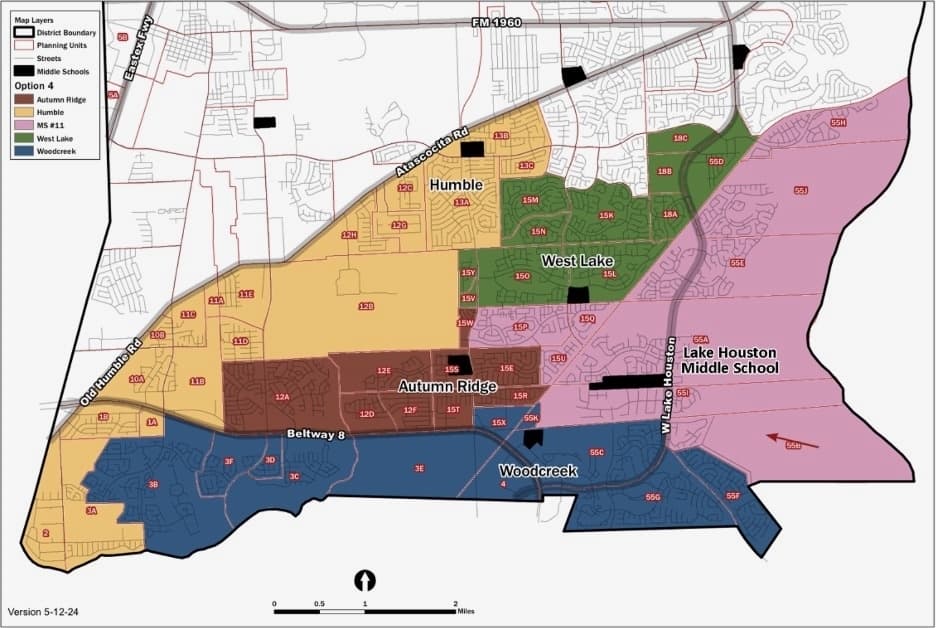 A zoning map for Lake Houston Middle School