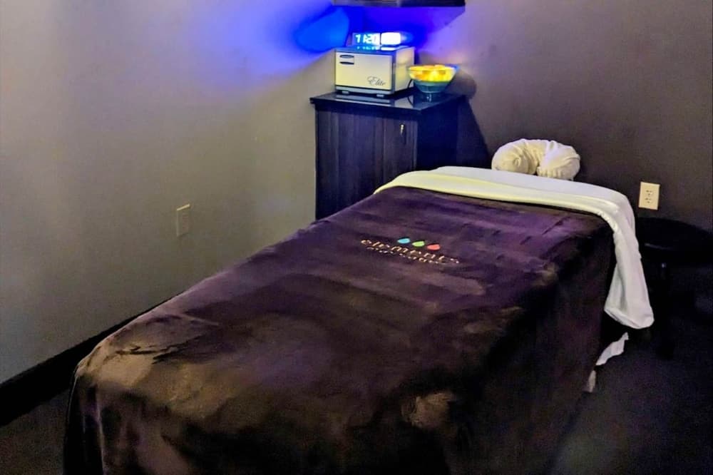 A massage table at Elements Massage