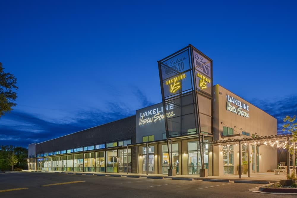 Lakeline Vision Source at dusk