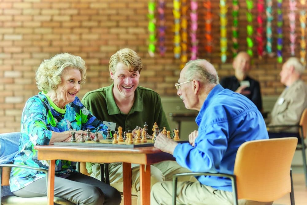 In the Day Program, participants enjoy social activities and nutritious meals. 