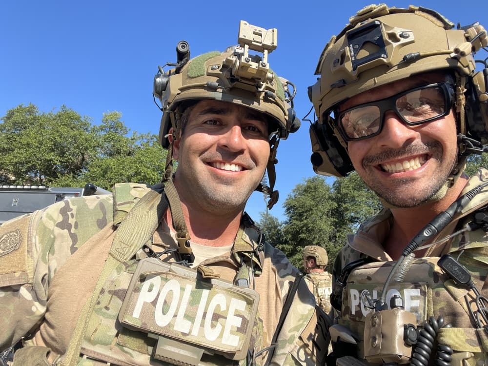 Jorge Pastoe and Mike Castillo in SWAT gear