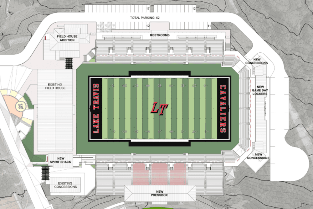 A design of the Lake Travis High School football stadium renovaitons and expansion
