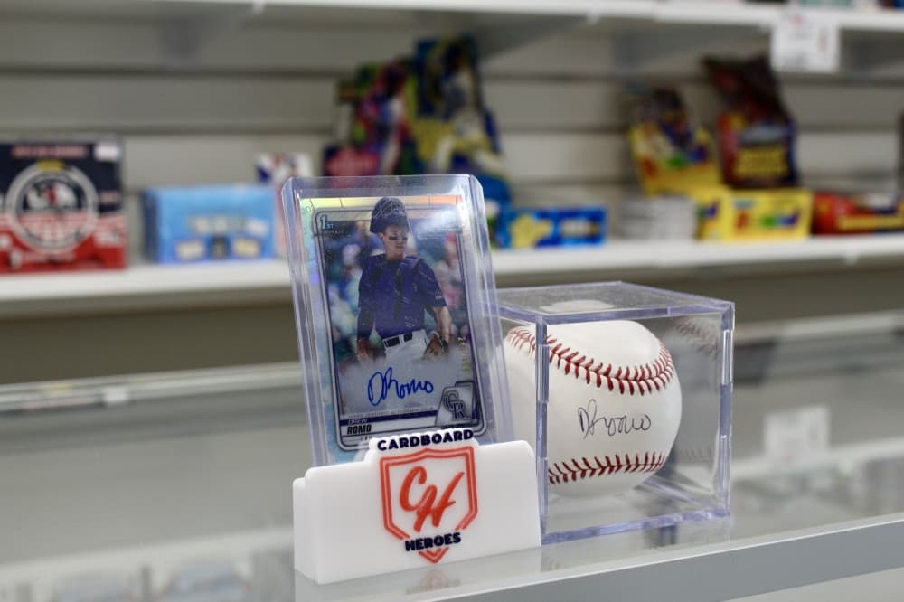signed card and baseball 
