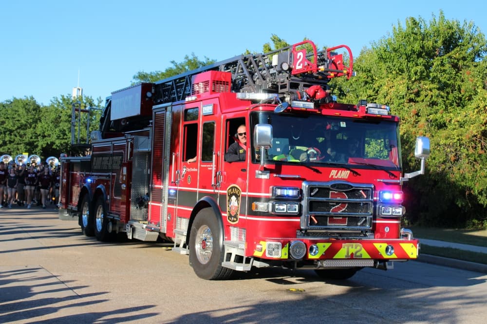 Firetruck leading a parade