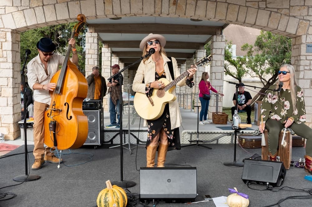 A photo of a prior Riverfest musical performance. 