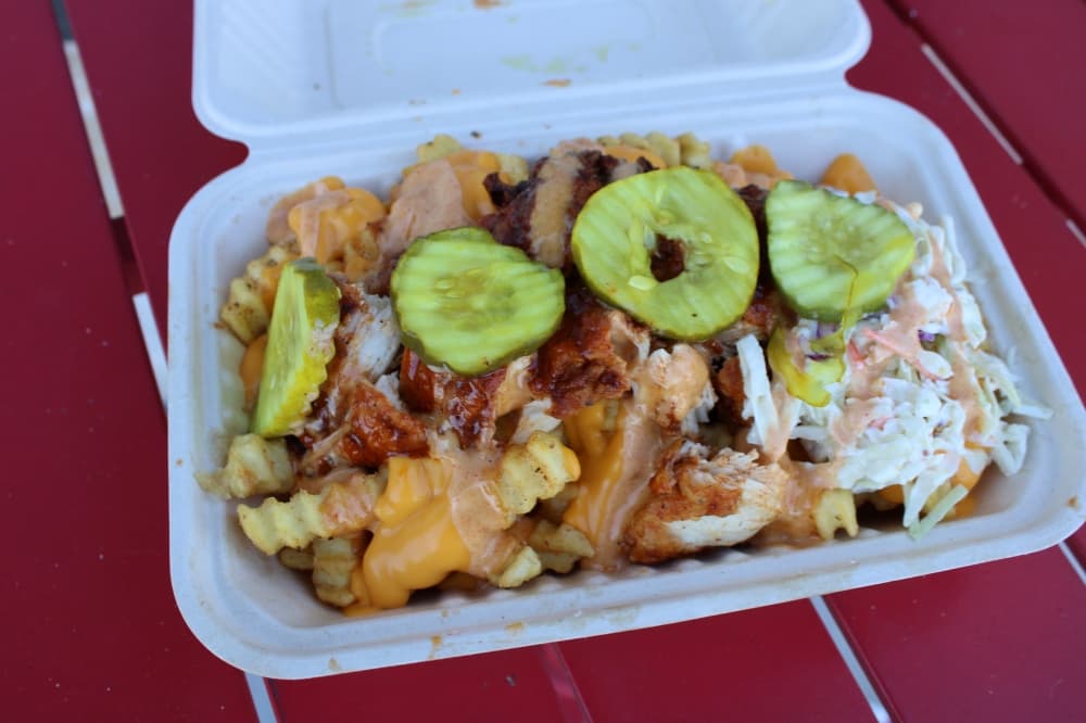 Lucky Friez sells loaded fries and is located inside Wulf Burger. (Dustin Butler/Community Impact)
