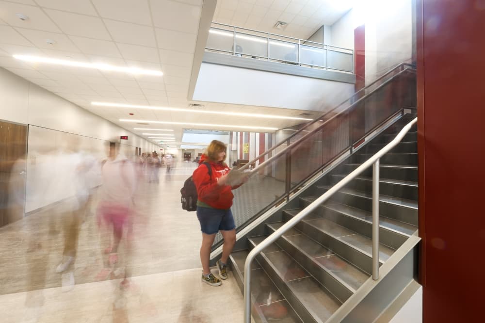BHS senior Arwyn Ayala in a busy hallway