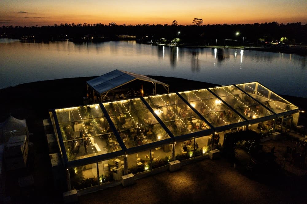 aerial of nighttime reception