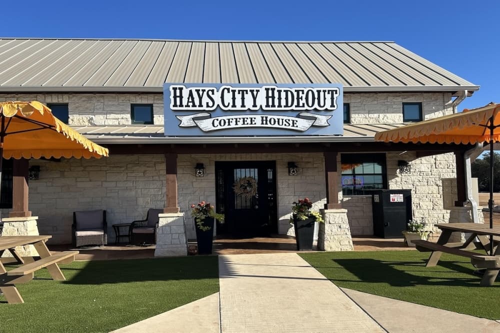 Hays City Hideout Coffee House is located near Hays City Store & Icehouse. (Amira Van Leeuwen/Community Impact)