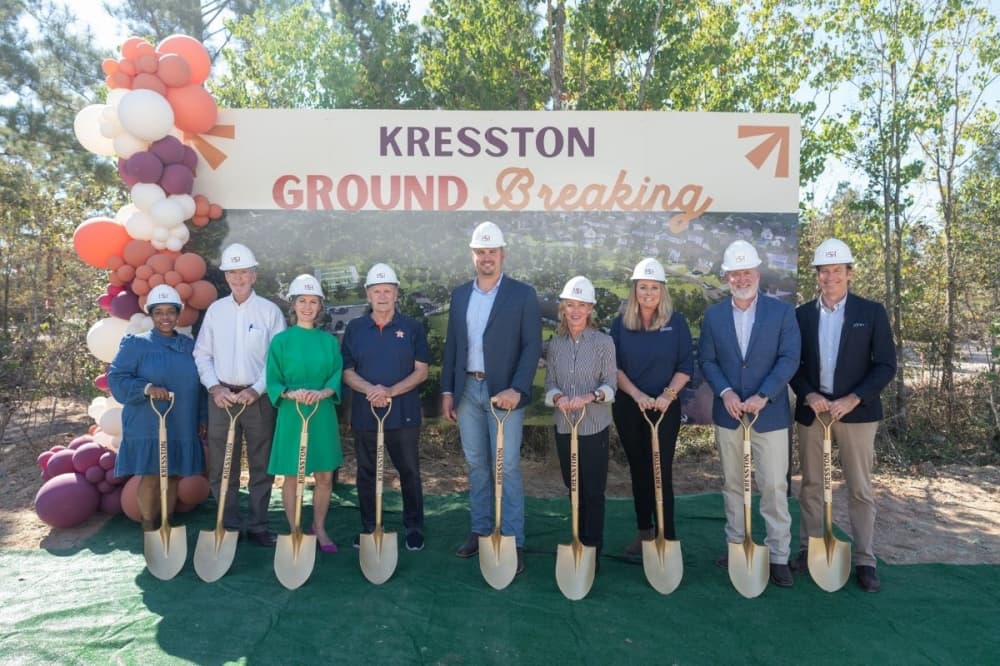 On Oct. 1, Johnson Development officials and community members celebrated the groundbreaking of the amenity complex at Kresston, a 1,400-acre community located along FM 1486 in Magnolia. (Courtesy Johnson Development)