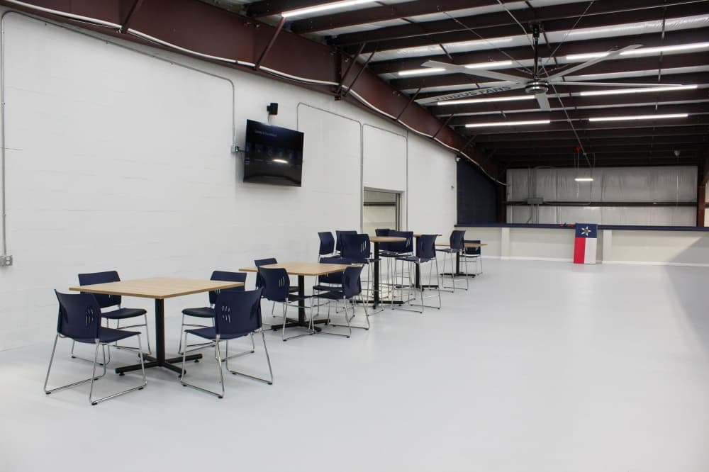 An image of the event space in the upstairs mezzanine. 
