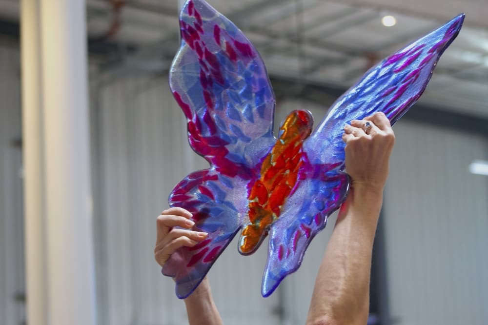 butterfly glass artwork