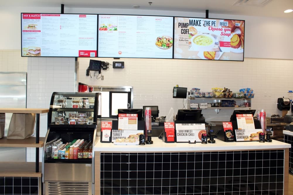 Front counter inside a Jason's Deli restaurant. 