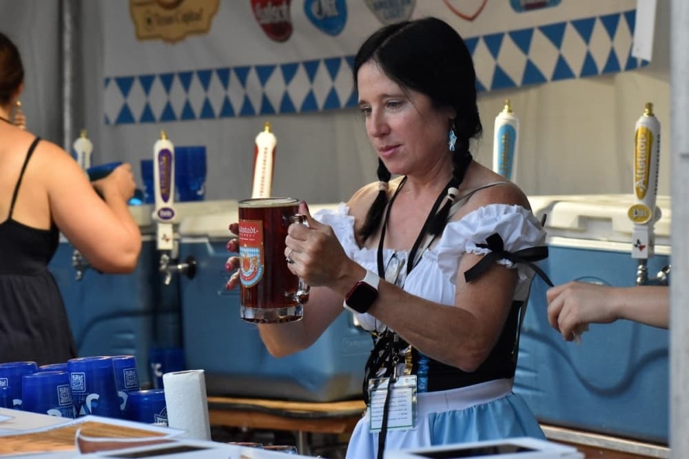 woman serving beer