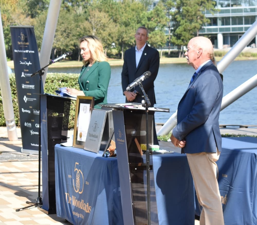 People at a podium