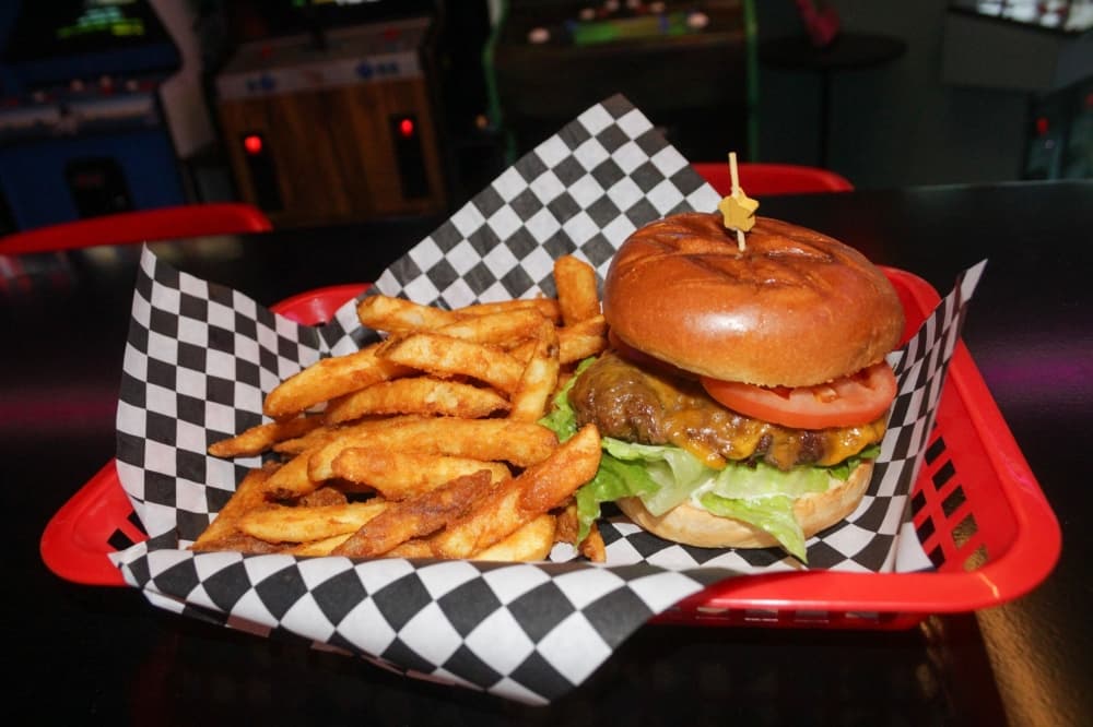 An image of the burger and fries served at the business. 