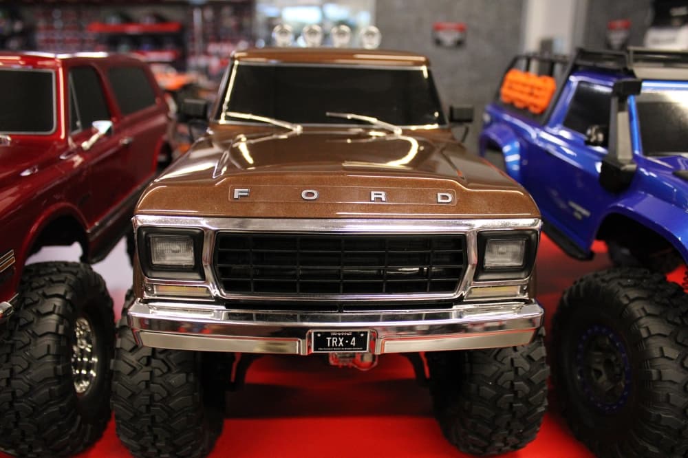 An RC truck on display