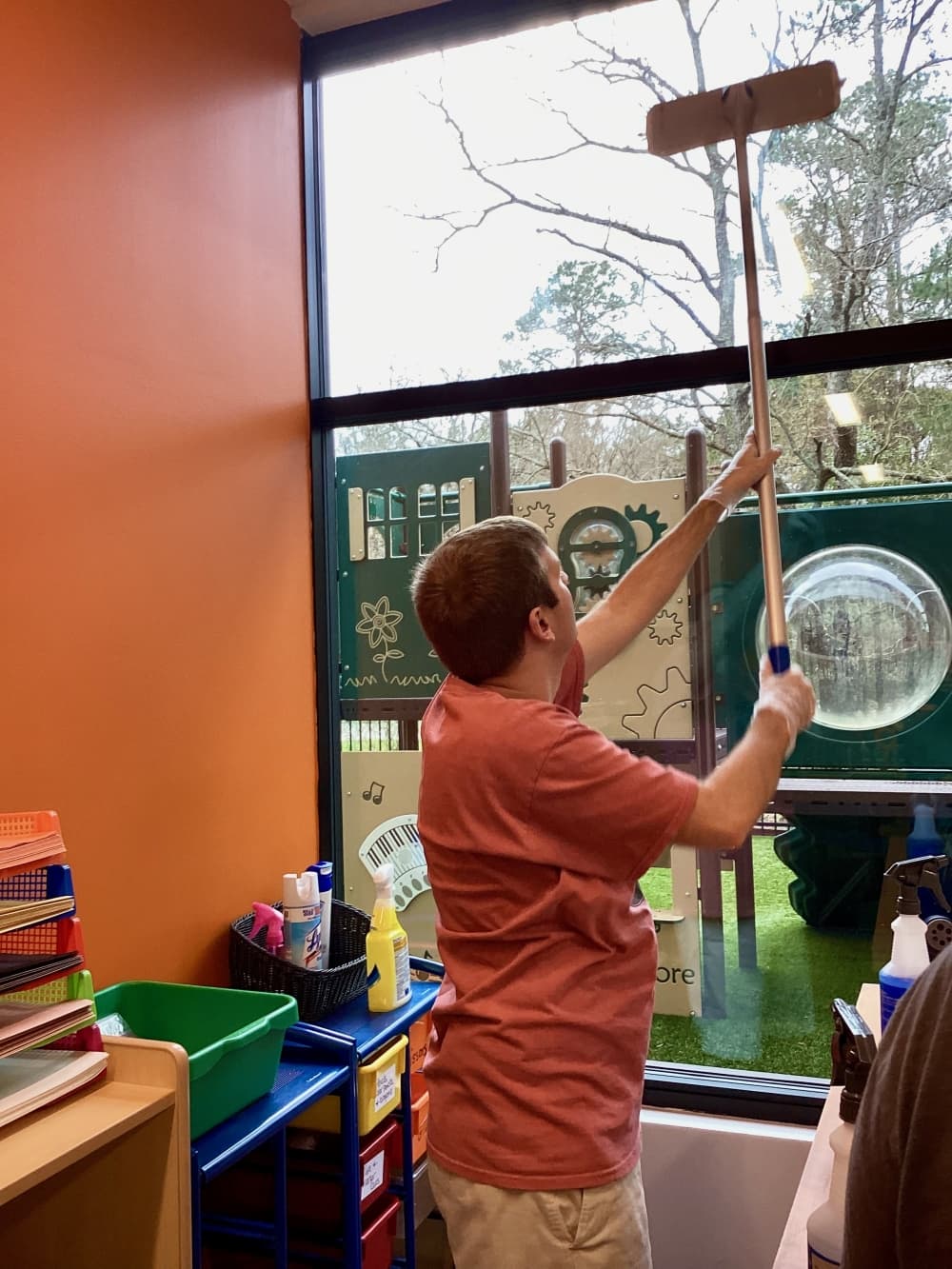 A client with Inspire ND bolsters his cleaning skills through a class offered at the Humble-based nonprofit's facility. (Courtesy Inspire ND)