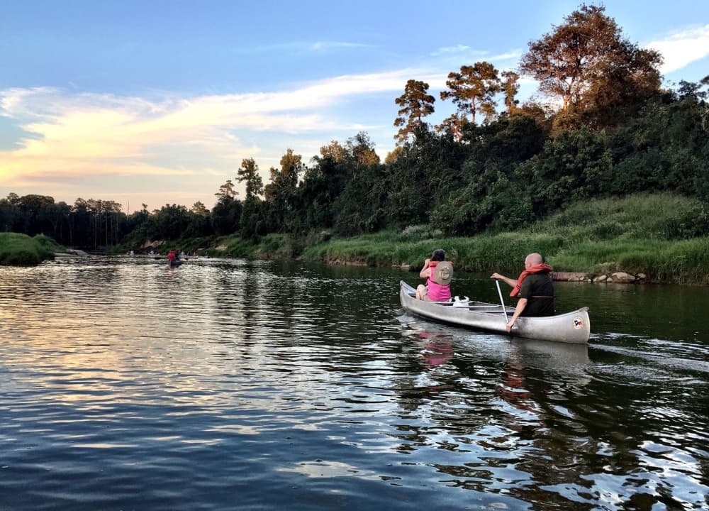 canoeing on a lake